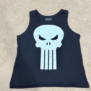 Mens Black & White 2XL Punisher Tank Top